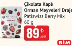 PATİSWİSS BERRY MİX ÇİKOLATA KAPLI ORMAN MEYVELERİ DRAJE 60 G